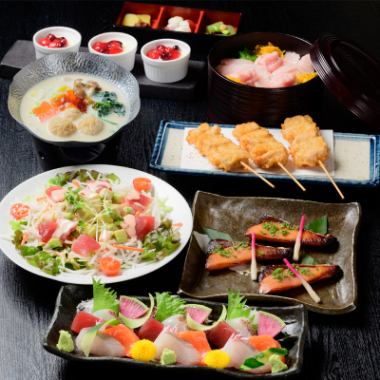 宴会同窓会【飲放付】5,000円まぐろと季節の海鮮コース【10名様迄個別出し。一部は大皿です】