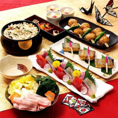 【懇親会・同窓会】飲放付!まぐろと旬菜のコース6000円⇒5500円(税込)10名様迄個別提供