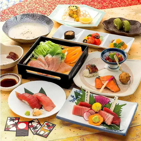 名古屋駅周辺でご接待するなら。【90分飲放題付】8,000円まぐろの花かるたコースがおすすめです。