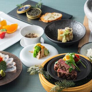 旬を味わう　なか武のおもてなし18,000円コース　～海鮮トリュフ蕎麦や和牛ステーキなど全9品～