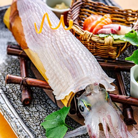 《2.5H飲み放題》【極みイカ造りコース】イカ造り、鮭といくらの土鍋ご飯など9品5800円