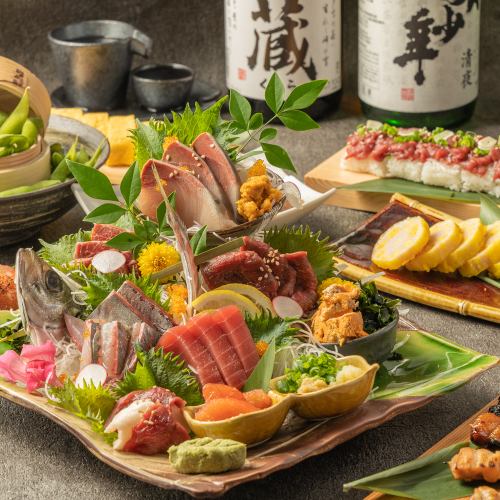2人套餐OK ★在博多度过一夜♪新鲜的九州套餐，可以享受海鲜和创意日本料理的无限畅饮，4000日元！