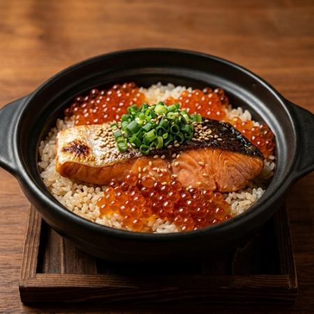 鮭といくらの土鍋ご飯