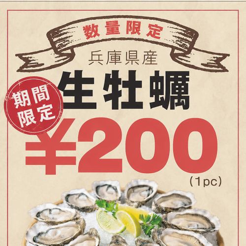 国内産の生牡蠣!が期間限定で￥200!!今だけ!!