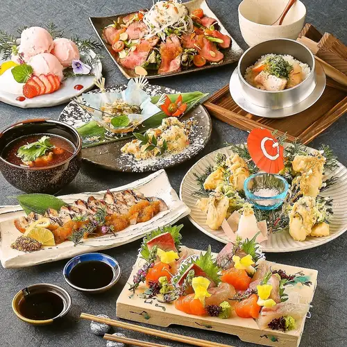 ◆ご宴会に◆海鮮カジュアルコース3000円（税込）～新鮮なお造りや丹羽鶏の唐揚げ、こだわりの釜飯など～