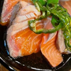 サーモンの青唐辛子醤油