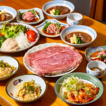 【黑毛和牛瘦肉牛排套餐】享受优质瘦肉♪ 共8道菜 4,000日元（含税） *仅限烹饪