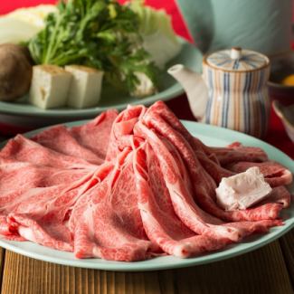 Premium loin sukiyaki (meat, vegetables, egg)