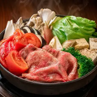 夏季限定★【トマトと夏野菜の和牛すき焼きと牛ハラミステーキコース】90分飲み放題付5,000円