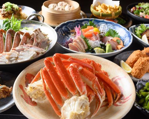 【蟹盛り付き刺身・もつ鍋食べ放題】北海道食飲放題8,000円→6,000円（金土祝前日7,500円）