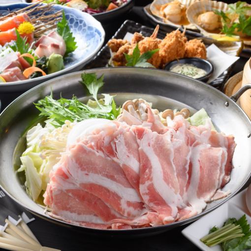 【予約でお得！】★日～木★刺身付き・豚しゃぶ食べ放題★2H食飲放題4,000円(金土祝前5,000円）