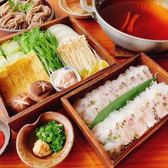 【鱧出汁しゃぶコース7,000円】出汁しゃぶ鍋、焼き霜造り、天ぷらなど旬の味覚を含む全9品