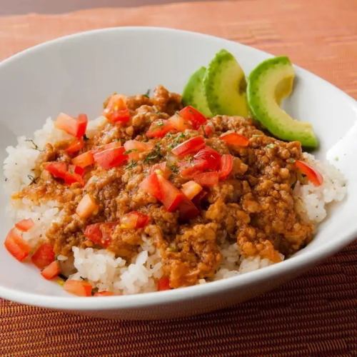 ガーリックしそライスのひき肉あんかけ