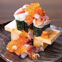 Our proud seafood avalanche and meat temari sushi