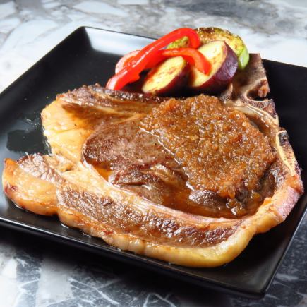 [Akasaka store limited lunch course] Japanese black beef L-bone steak {5 dishes total}