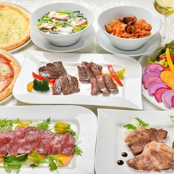 [New Year's Party Plan E/2-hour all-you-can-drink] Wagyu steak, 2 types of pizza, and 8 pasta dishes, 7,000 yen → 6,000 yen