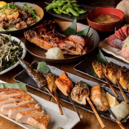 3 hours all-you-can-drink included "Kiwami Course" Robata skewers, wholesale fresh fish, boiled beef tongue! 9 dishes in total 7000 yen