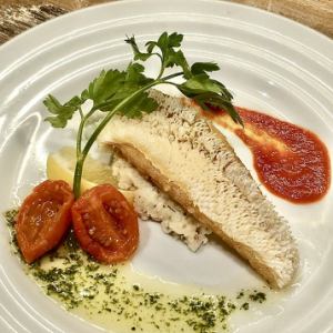 Fried fillet of tilefish with scales