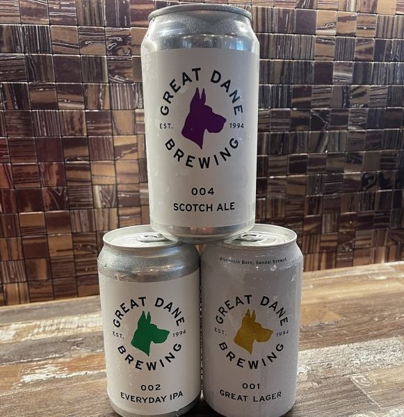 Great Dane Brewing beer is also available.