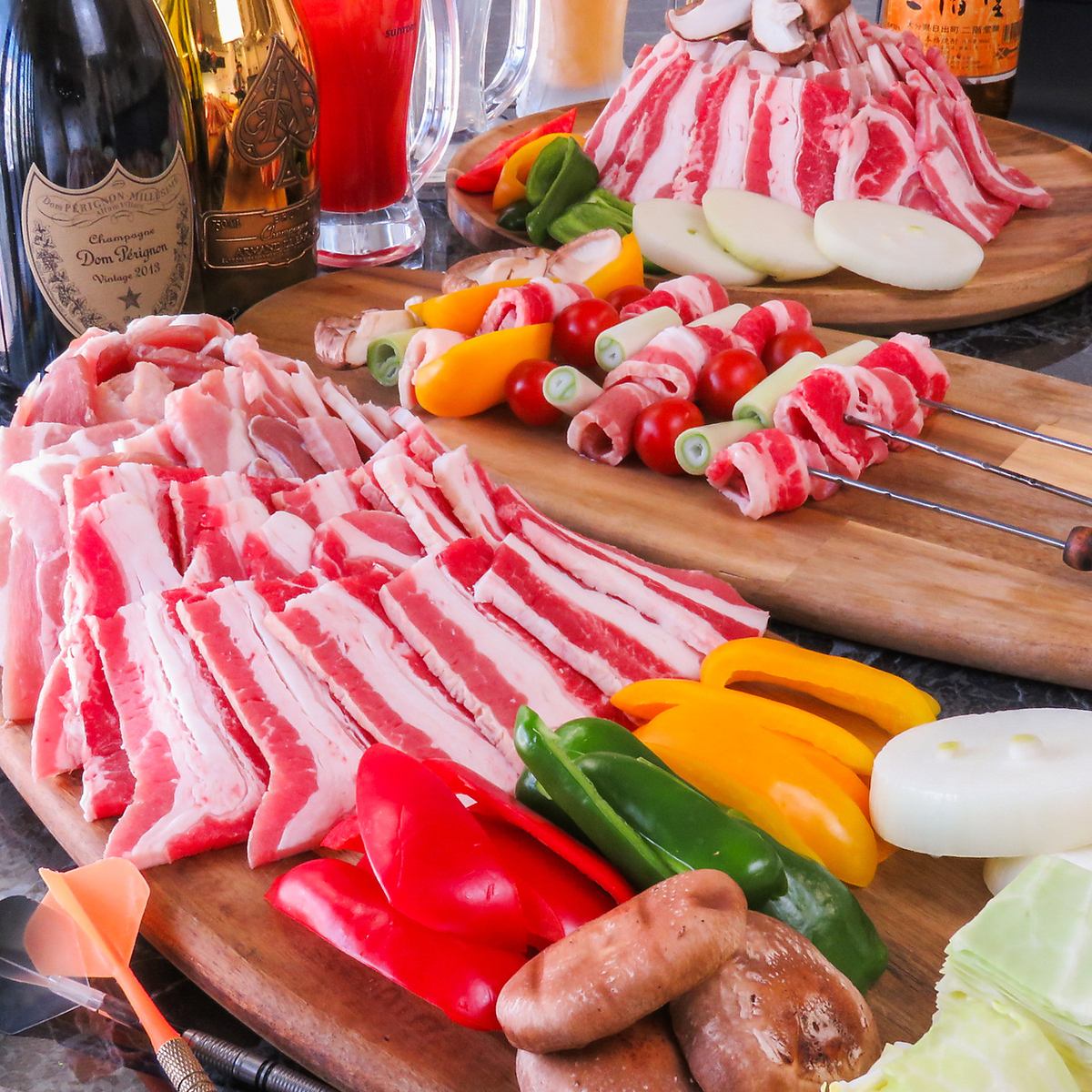 나카스 카와바타역 도보 3분! 테라스 BBQ3H 음료 무제한 코스 4000엔~♪