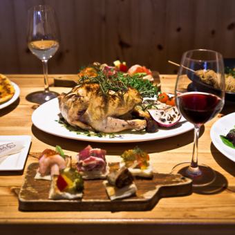 [ING DOOR course] 2 hours of all-you-can-drink included! 6 dishes including oven-roasted whole chicken confit for 5,500 yen