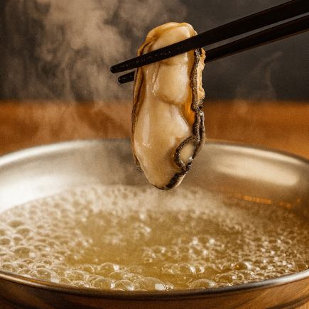 尽情享用大海的馈赠!“生蚝高汤涮涮锅套餐”,含3小时畅饮(共7道菜),原价6000日元,现价5000日元。