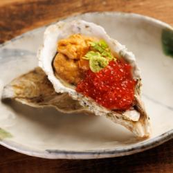 生蠔佐海膽及鮭魚籽