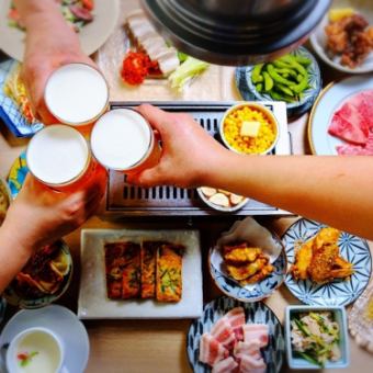 【120分飲み放付き歓送迎プラン】肉師厳選の焼肉5種から肉寿司まで楽しめる全10品,7,000円(税込)