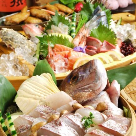 Carefully selected fresh fish and seasonal ingredients ☆ Lots of seasonal fish and our signature kamameshi (all 9 dishes) [Seasonal course] 6,000 yen including 2 hours of all-you-can-drink