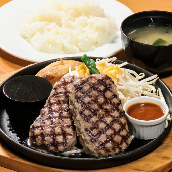 Regular double hamburger (with rice and miso soup) Regular double (300 g) 1450 yen ◎