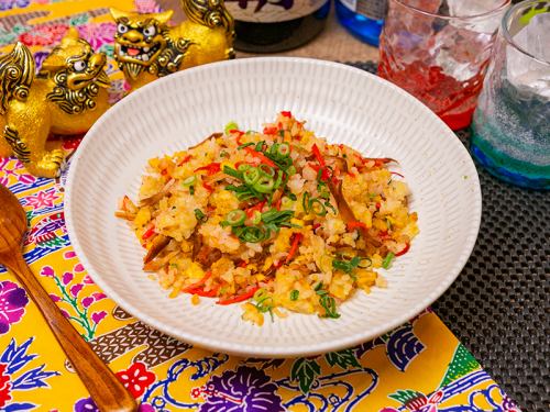 Fried rice with rafute and pickled ginger