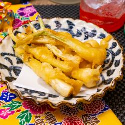 島らっきょうの天ぷら