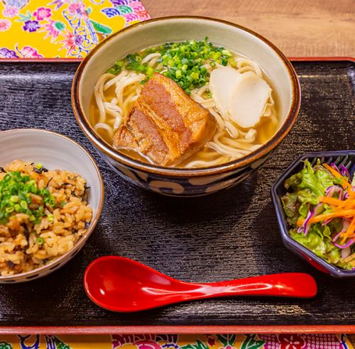 Okinawa soba and sushi set