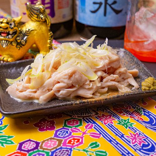 Steamed chicken with green onions and shikuwasa