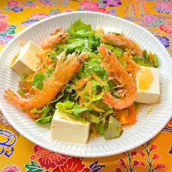 Refreshing salad with small prawns from Kumejima Island