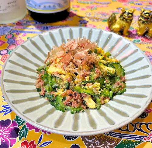 Bitter melon and corned beef hash stir-fry