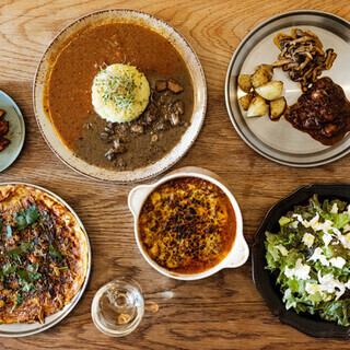 【料理のみ】ニラたま・あいがけカレーなどを味わう◎スパイス料理5品コース3300円(税込)