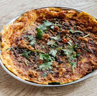 ニラたま～明太子とホタテのアチャーリーソース～