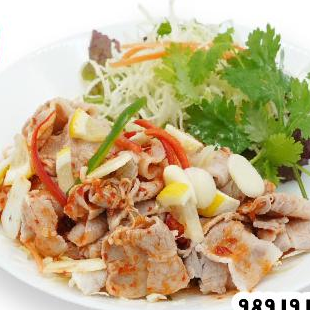 豚肉辛いレモンソースかけ