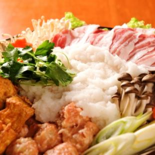 【スタミナ◎】串焼2種付全7品【六白黒豚のみぞれ鍋コース】4500円!!※2h飲み放題付