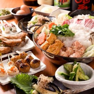 馬刺＆串焼付き★全8品【六白黒豚のみぞれ鍋DXコース】5000円★（＋1000円で飲み放題付に！）