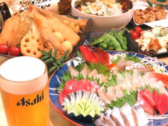 Unlimited drinking time unlimited ★ Seminer & Skewers 6 pcs & 5 items "Skewered light course" 3000 yen