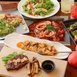 『２名様からＯＫ！飲み放題付き北新地限定黒毛和牛ステーキ・海鮮鉄板焼≪贅沢三昧≫コース』