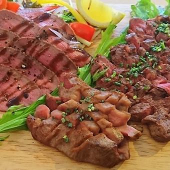生鱼片拼盘、牛舌前菜3种、肉拼盘、寿喜烧【NAGARE肉鱼套餐】仅肉4000日元