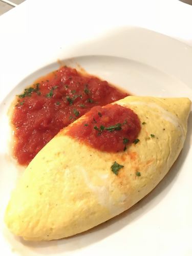 Melty cheese omelet made from freshly laid eggs from Ishimoto Farm in Kitahiroshima Town