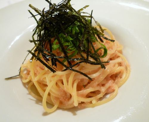 Spaghetti with perilla and mentaiko