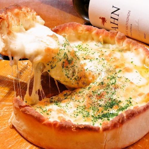 Chicago-style pizza with lots of cheese