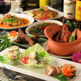 [Bangrak套餐]包括人氣的Phu Pat Pong咖哩在內的豪華7道菜3,800日元