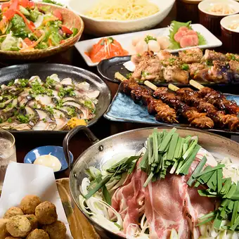 2時間飲放付【特上OMAKASEコース】名物「国産牛もつ鍋」「馬刺し盛り合わせ」入りの全8品 6000円