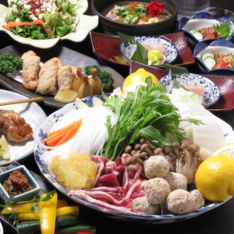 "Botan nabe" purchased directly from local hunters! Tondo's famous wild game skewers, etc... Banquet with hot pot Kaiseki course 3500 yen